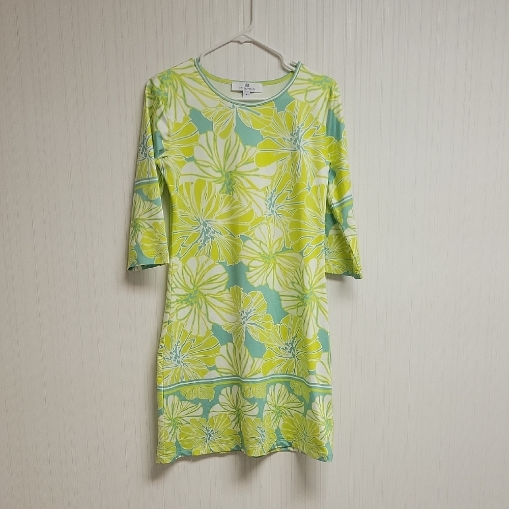 Jean-Pierre Klifa Paris Floral Green & Yellow Dress Small resort colorful